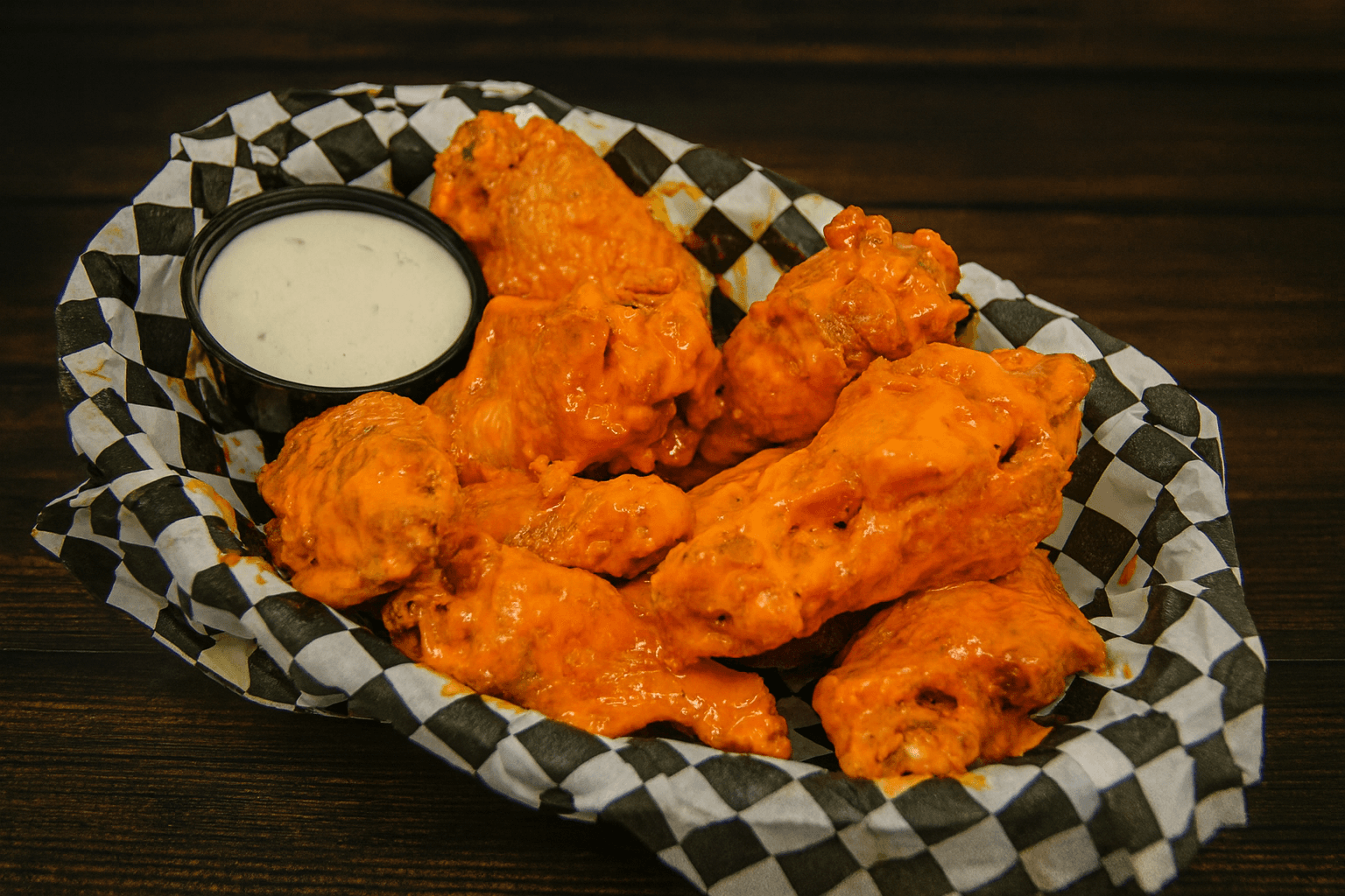 A platter of Peabody's famous chicken wings