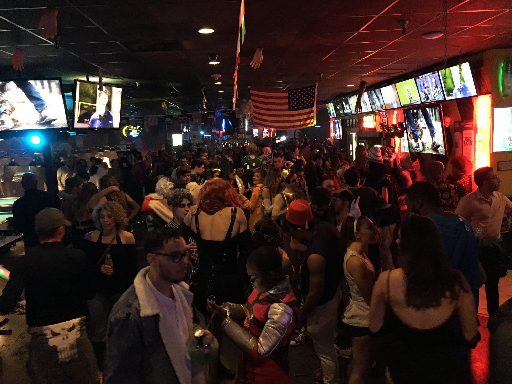 A packed, costumed crowd at Screamers Ball