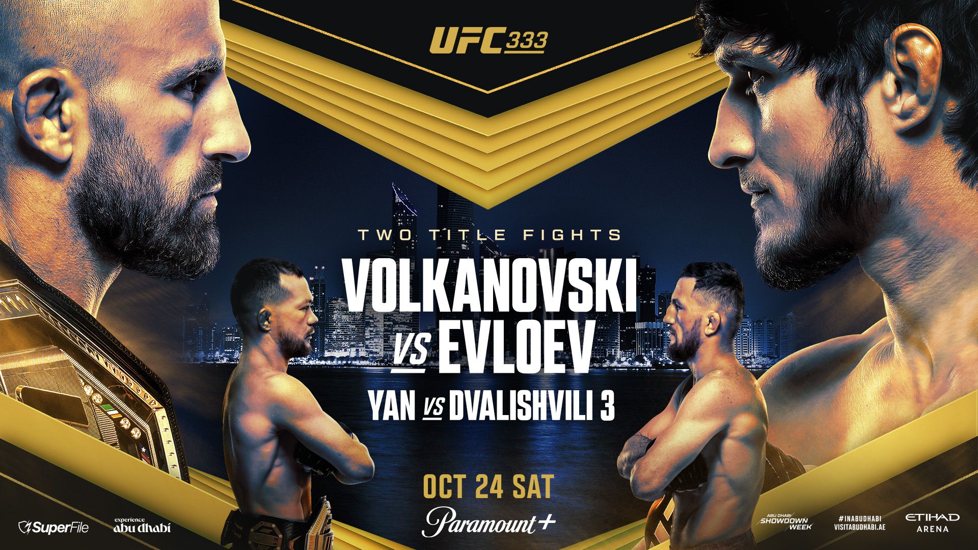 UFC 333 poster: Volkanovski vs Evloev and Yan vs Dvalishvili 3